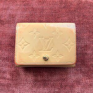 LOUIS VUITTON Envelope Card Visite Case Vernis Leather Tan